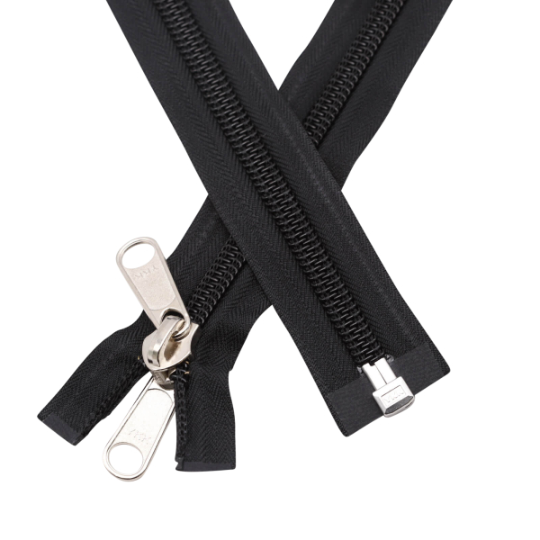 YKK tent zipper spiral divisible with a double slider 3 m black