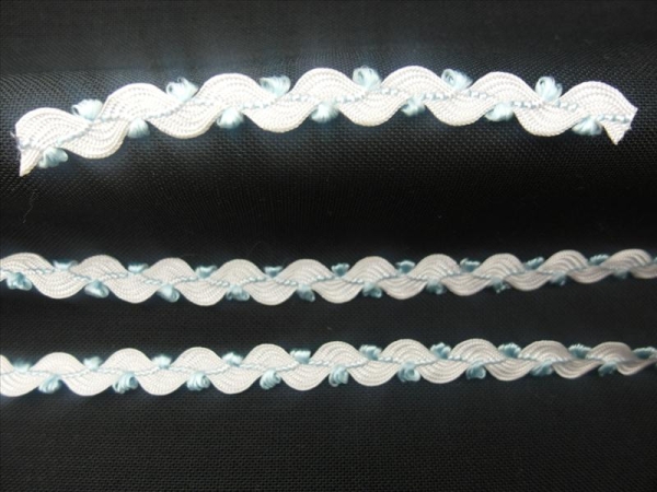 Sky blue flower ribbon for sewing on white braid