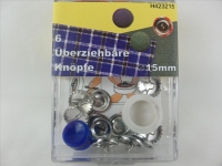 Überziehbare Knöpfe mit Werkzeug 15mm 6er Set