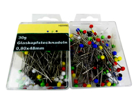 Steel pins 30g / extra long with glass head 48 mm
